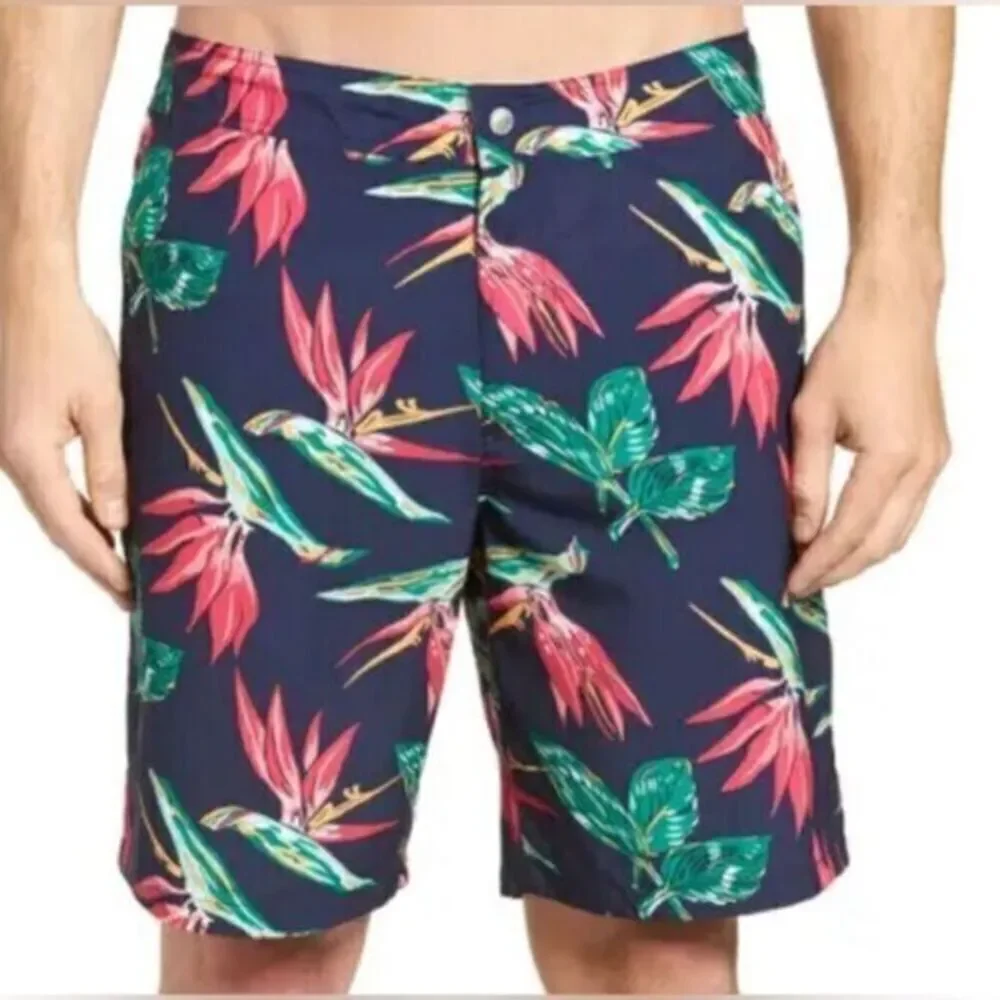 NWT Bonobos Men’s Navy Floral 9” Swim Board Shorts Trunks - Size 35